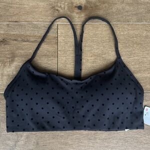 LULULEMON Flow Y Bra A/B Cup Evolve Flocked Polka Dot Flock Black Sz S